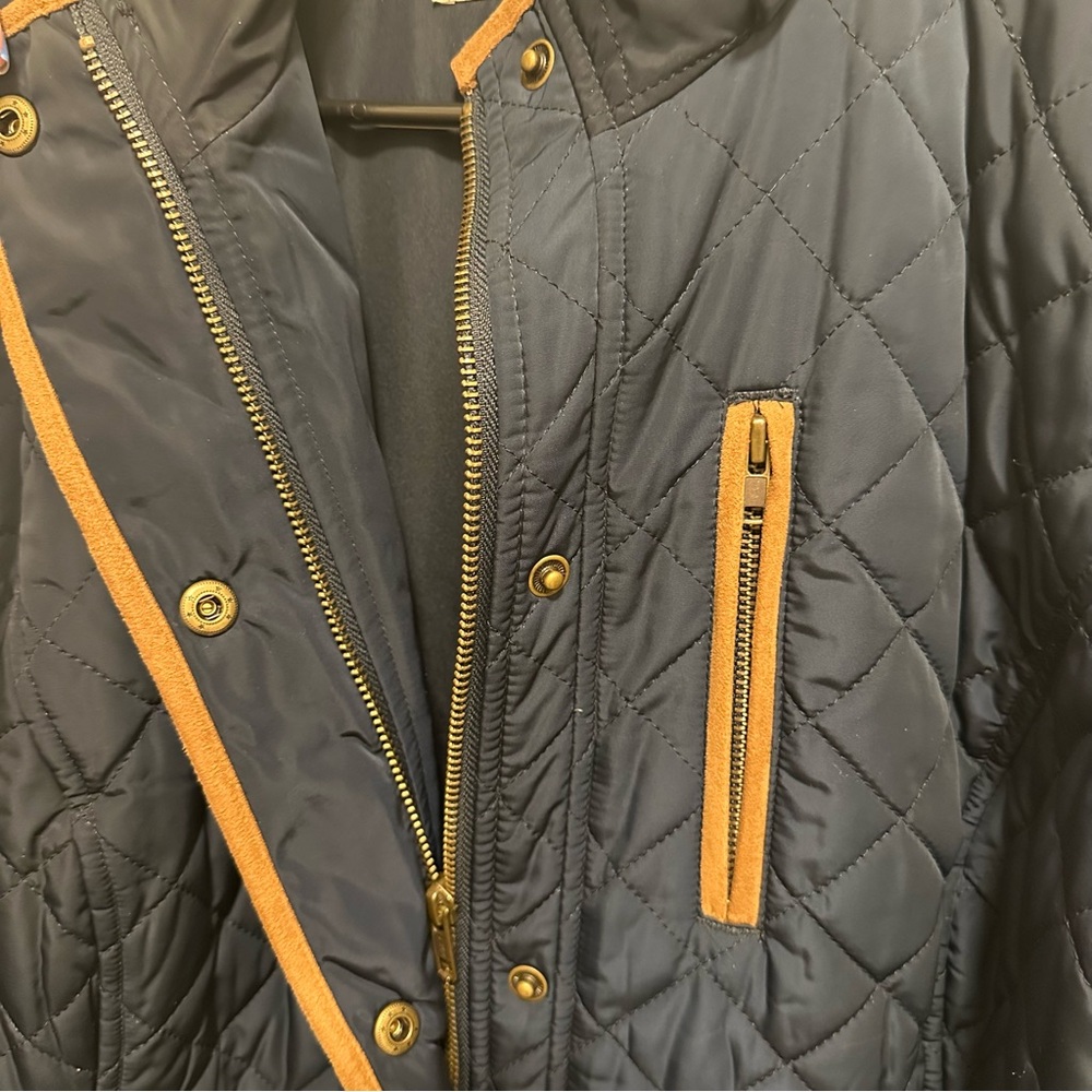 Orvis Quilted Jacket Blue Tan Jacket Size Large - Picture 5 of 8